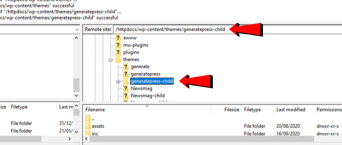 FileZilla functions.php file location